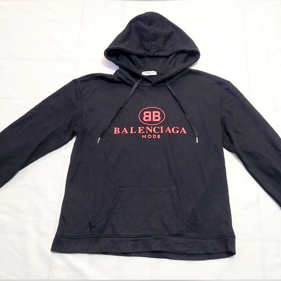 Balenciaga Other - BALENCIAGA Mode Hoodie Sweater Black with Red Logo 100% Cotton Size XS / S